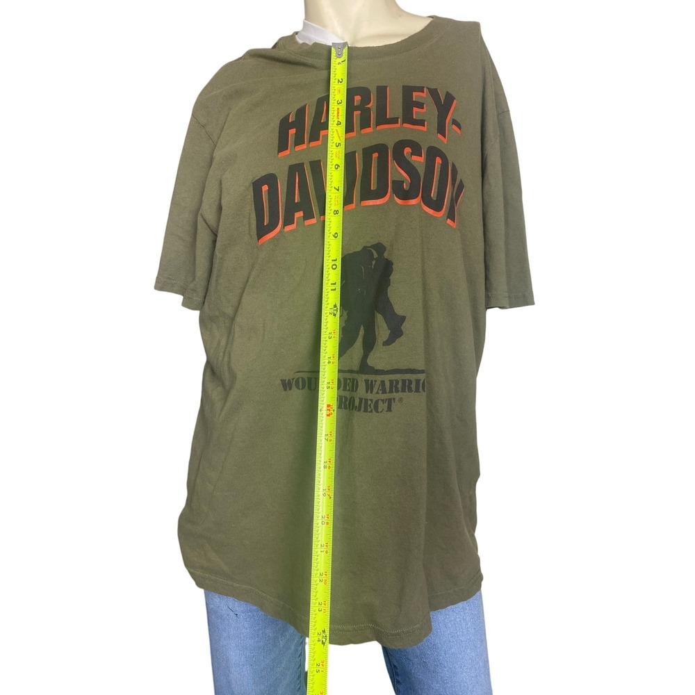 Harley Davidson Wounded Warrior Project Olive Green Graphic T Shirt Mens XL‎